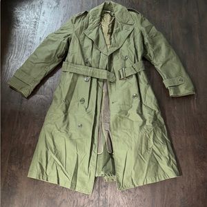 Vintage rare Trench Coat 1950s Korean War US army GI overcoat with wool liner BN